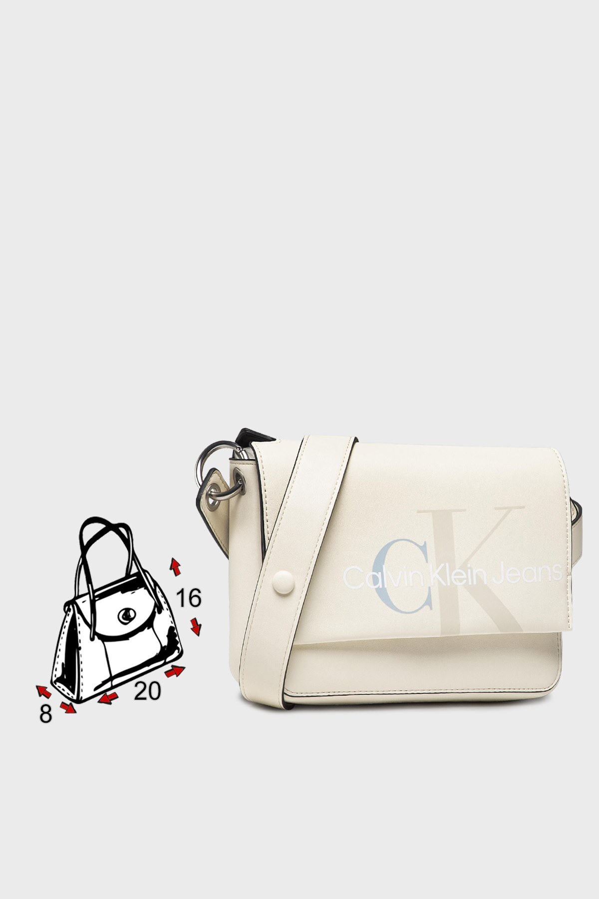 Calvin Klein Logolu Ayarlanabilir Askılı Bayan Çanta K60K608929 YAS BEJ