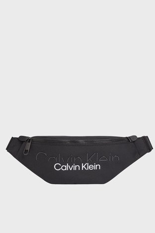 Calvin Klein - Calvin Klein Logolu Ayarlanabilir Askılı Erkek Bel Çantası K50K508714 BAX SİYAH