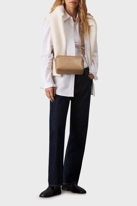 Calvin Klein Logolu Ayarlanabilir Çift Askılı K60K6128080F4 Bayan Çanta K60K612808 0F4 BEJ - 2