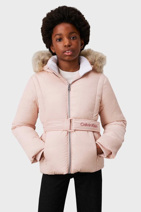 Calvin Klein Logolu Ayarlanabilir Kemerli Şişme IG0IG02685TER Çocuk Mont IG0IG02685 TER PUDRA - 1