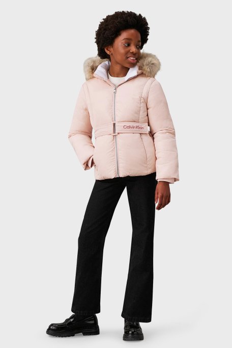 Calvin Klein Logolu Ayarlanabilir Kemerli Şişme IG0IG02685TER Çocuk Mont IG0IG02685 TER PUDRA - 2