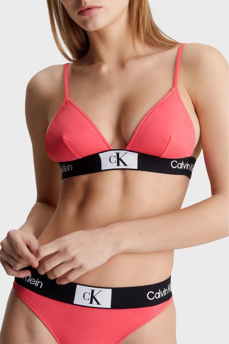 Calvin Klein Logolu Ayarlanabilir Omuz Askılı KW0KW02451TBK Bayan Bikini Üstü KW0KW02451 TBK MERCAN - 1