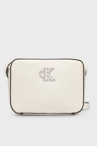 Calvin Klein - Calvin Klein Logolu Ayarlanabilir Uzatma Askılı Bayan Çanta K60K609290 02W BEYAZ