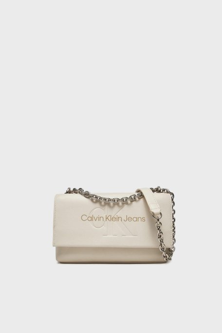 Calvin Klein Logolu Ayarlanabilir Zincir Askılı K60K612221YAS Bayan Çanta K60K612221 YAS BEYAZ - 1
