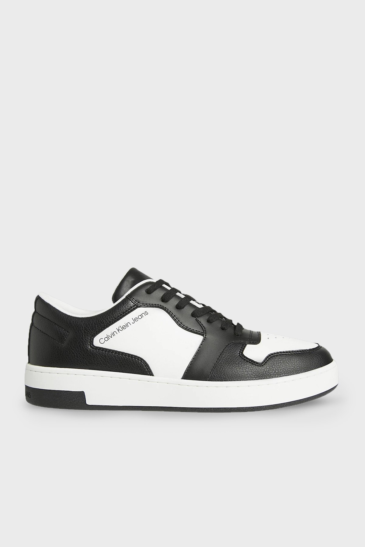 Calvin Klein Logolu Bağcıklı Hakiki Deri Sneaker Erkek Ayakkabı YM0YM00449 0K8 BEYAZ