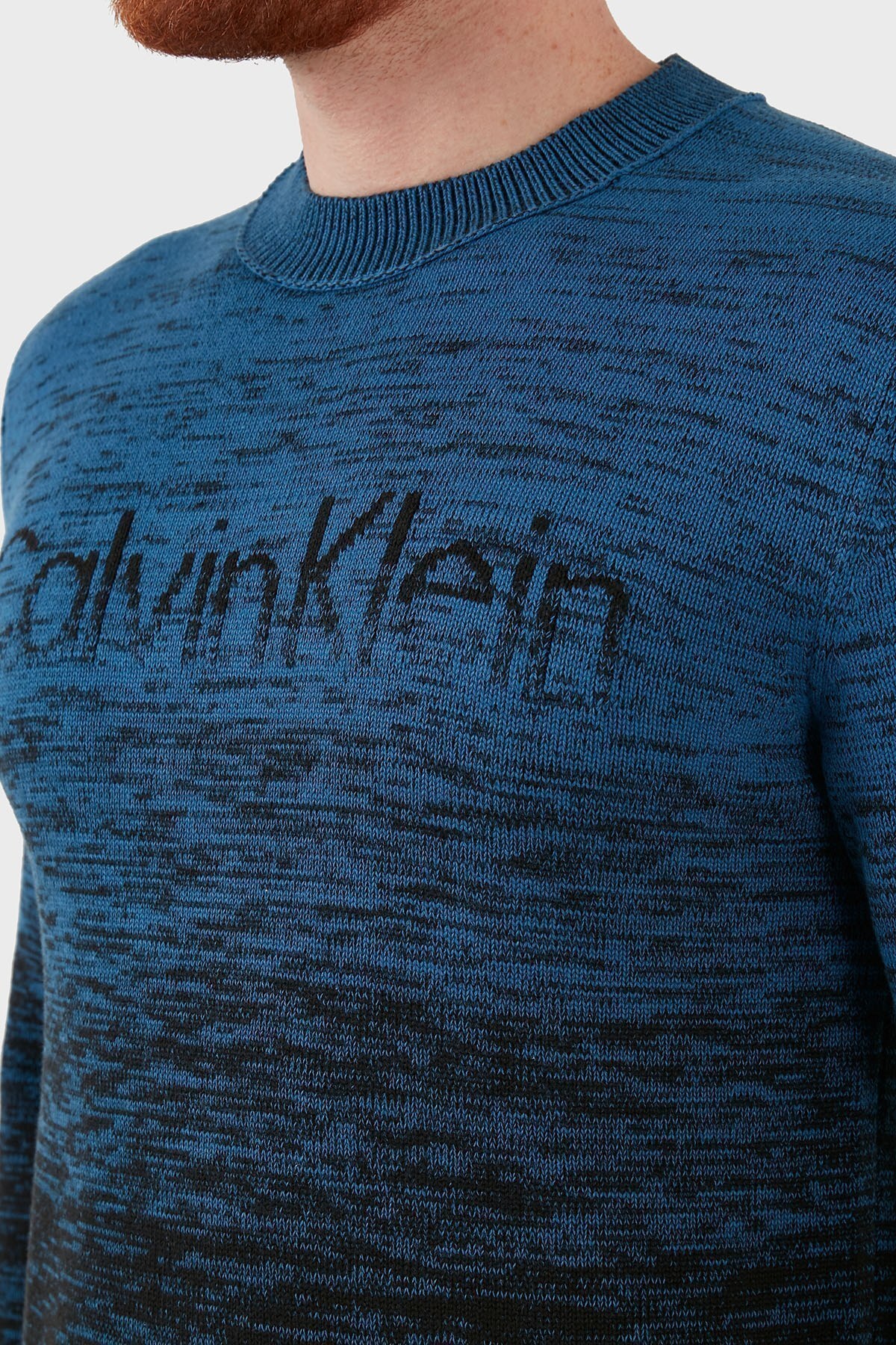 Calvin Klein Logolu Bisiklet Yaka % 100 Pamuk Erkek Sweat K10K107451 0G1 MAVİ