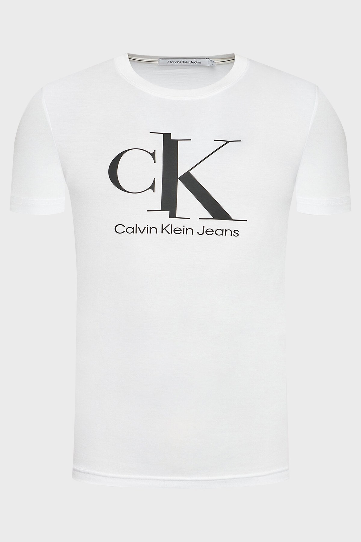 Calvin Klein Logolu Bisiklet Yaka % 100 Pamuk Erkek T Shirt J30J319713 YAF BEYAZ