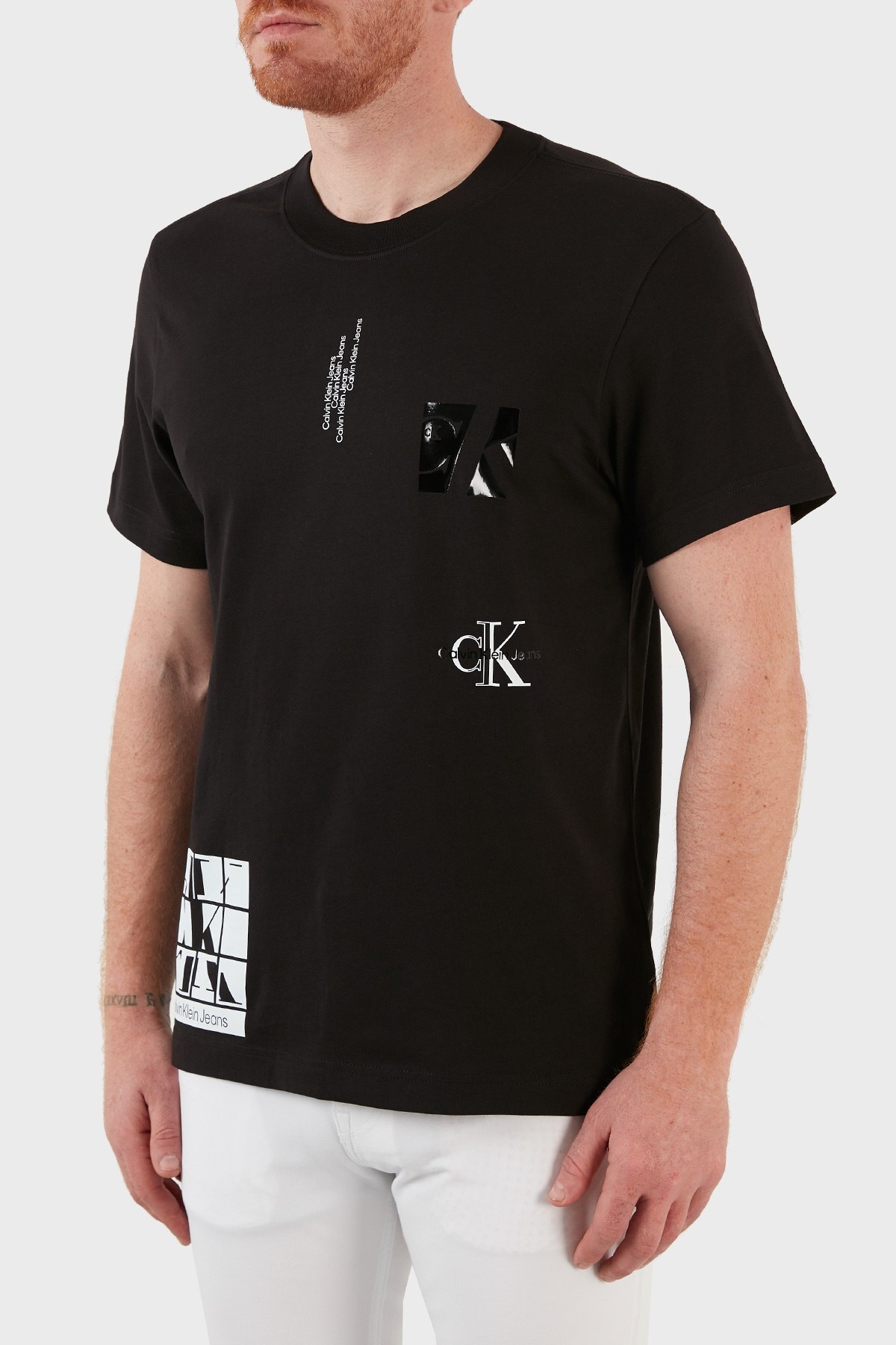 Calvin Klein Logolu Bisiklet Yaka % 100 Pamuk Erkek T Shirt J30J320886 BEH SİYAH