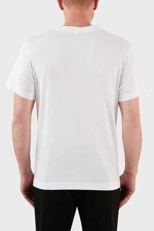 Calvin Klein - Calvin Klein Logolu Bisiklet Yaka % 100 Pamuk Erkek T Shirt J30J320886 YAF BEYAZ (1)