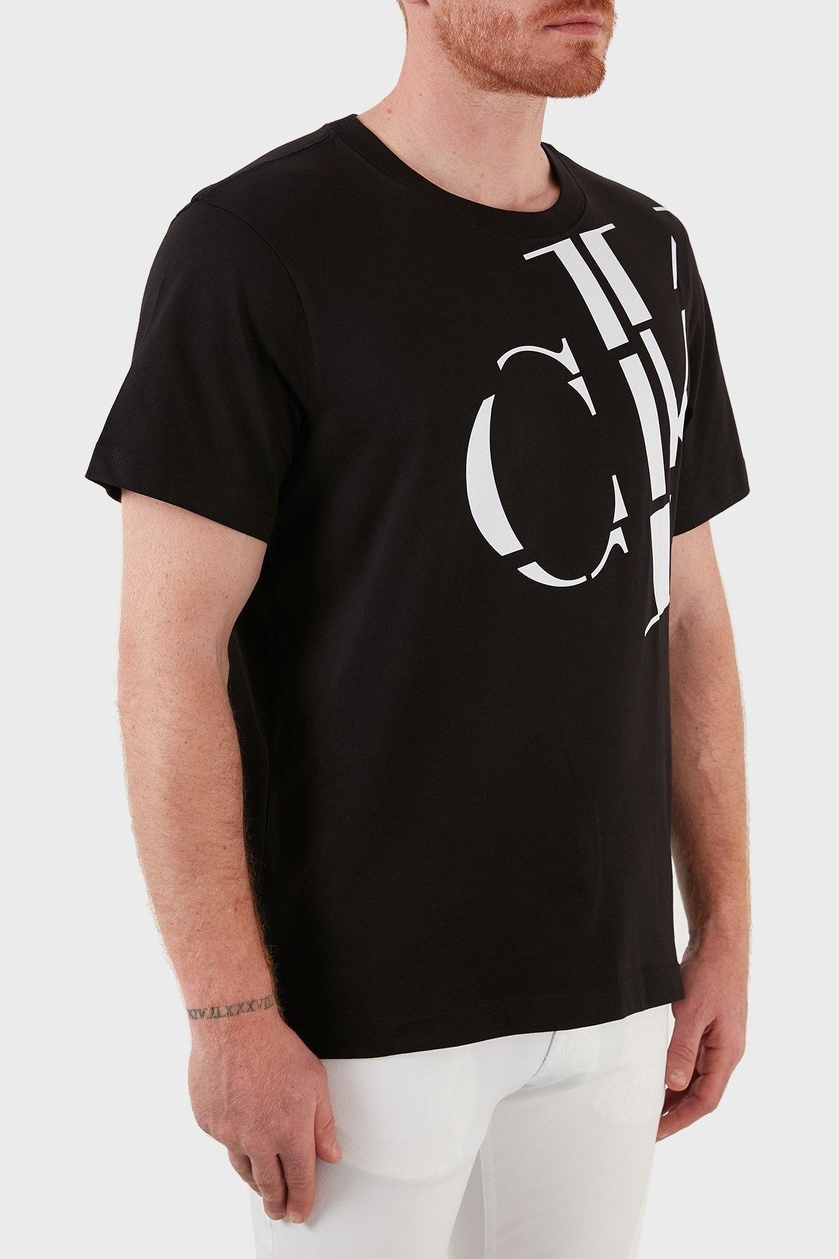 Calvin Klein Logolu Bisiklet Yaka % 100 Pamuk Erkek T Shirt J30J321651 BEH SİYAH
