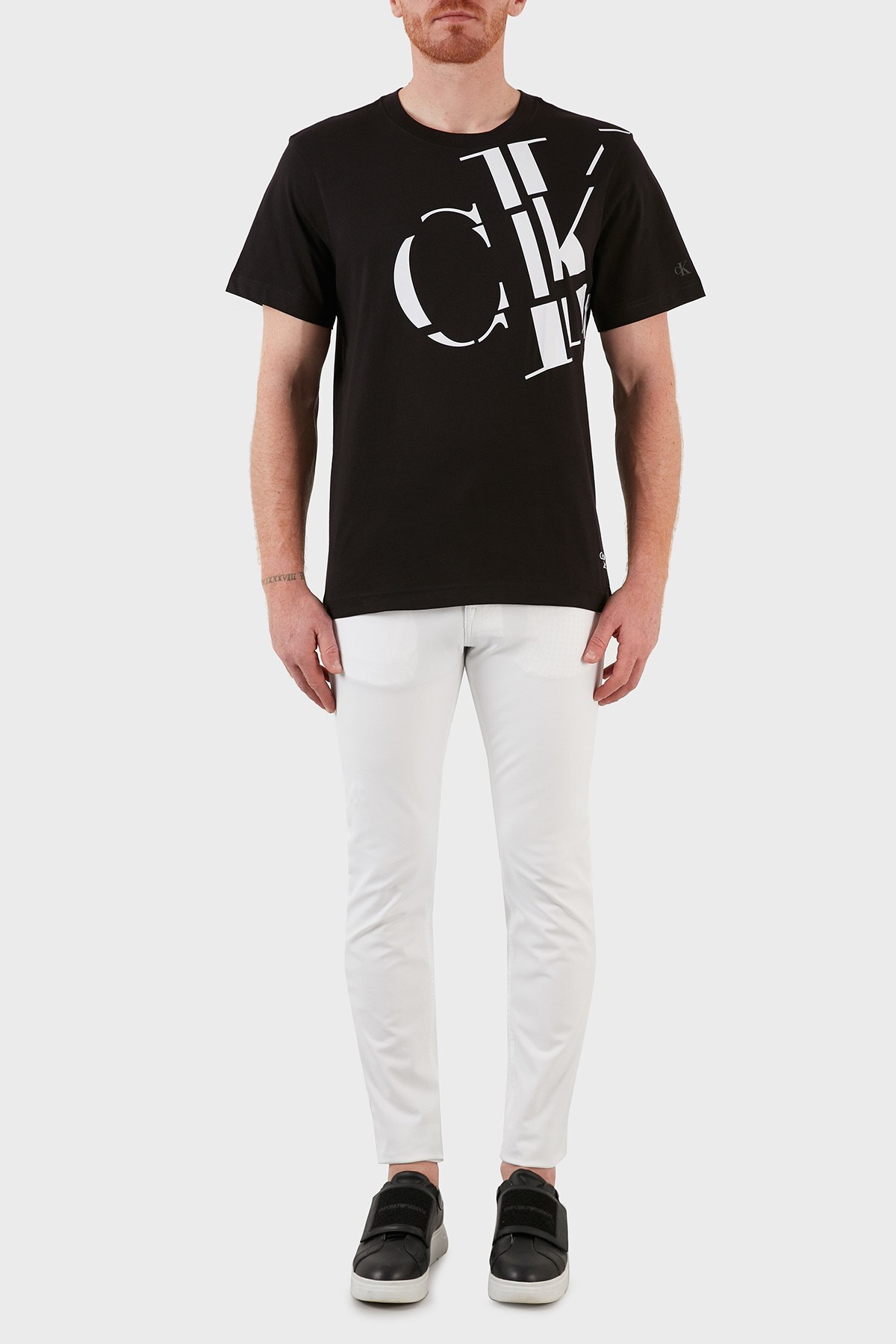 Calvin Klein Logolu Bisiklet Yaka % 100 Pamuk Erkek T Shirt J30J321651 BEH SİYAH