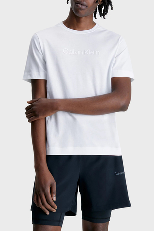 Calvin Klein - Calvin Klein Logolu Bisiklet Yaka Pamuklu Regular Fit Erkek T Shirt 00GMS3K108 YAF BEYAZ
