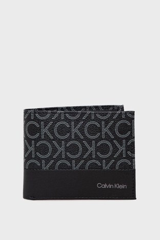 Calvin Klein - Calvin Klein Logolu Bölmeli Erkek Cüzdan K50K509239 01H SİYAH