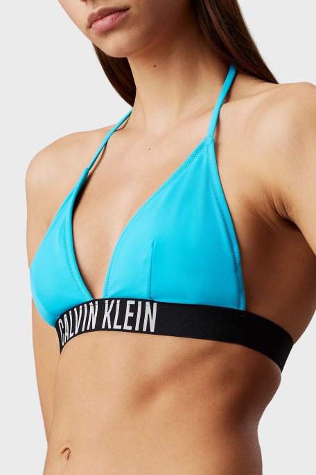Calvin Klein Logolu Boyundan Bağlamalı KW0KW02854CVJ Bayan Bikini Üstü KW0KW02854 CVJ MAVİ - 4