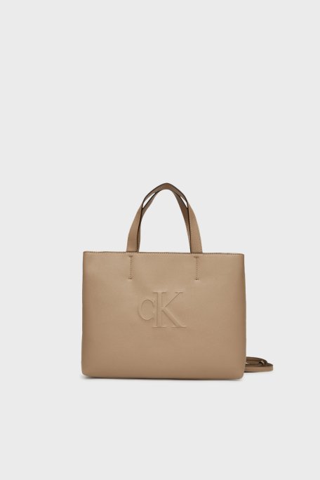 Calvin Klein Logolu Çıkarılabilir Askılı Tote LV04K3111GPBF Bayan Çanta LV04K3111G PBF BEJ - 1