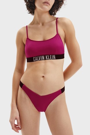 Calvin Klein - Calvin Klein Logolu Çıkarılabilir Dolgulu Bralet Bayan Bikini Üstü KW0KW01851 T01 FUŞYA (1)