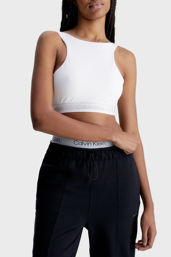 Calvin Klein Logolu Çıkarılabilir Dolgulu Nem Emici Streç Kumaş Spor Bayan Sütyen 00GWS3K123 YAF BEYAZ - 1