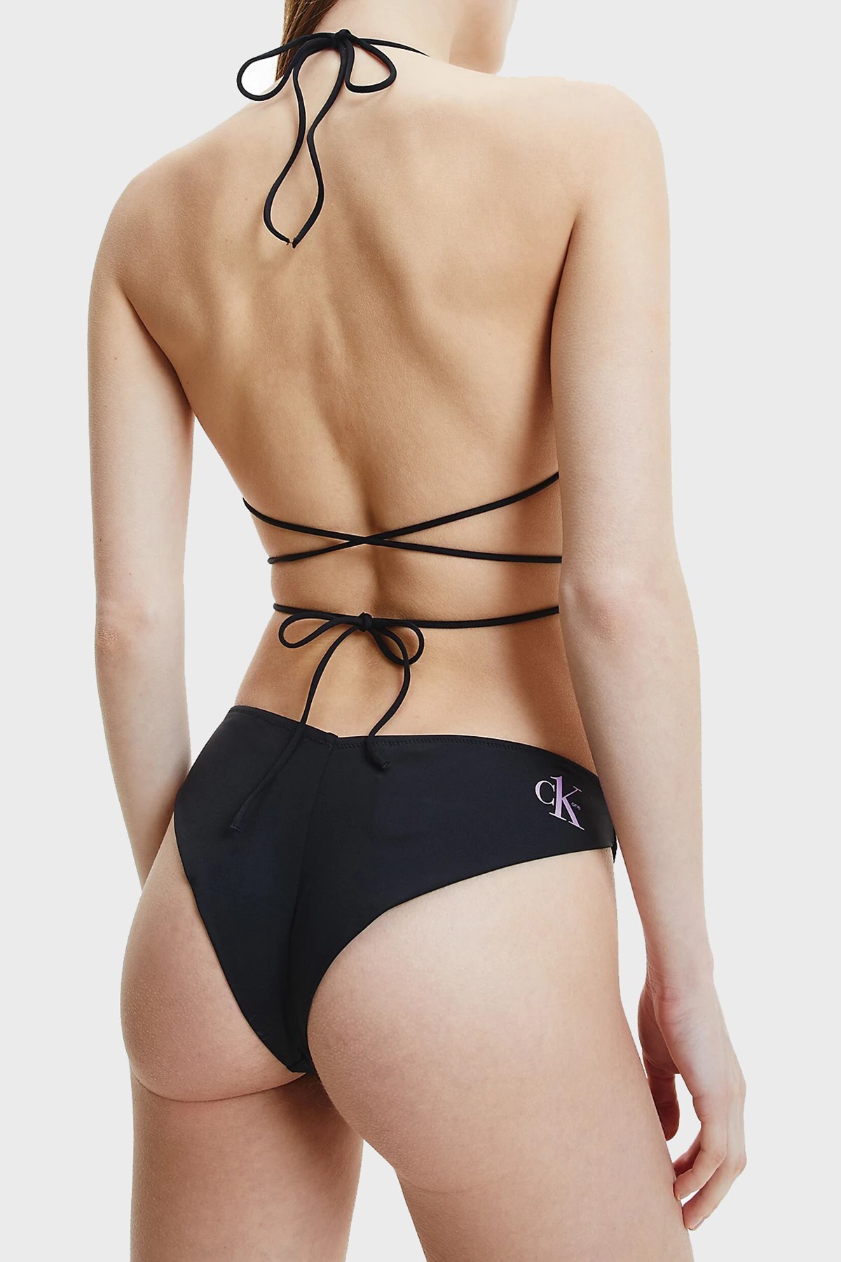 Calvin Klein Logolu Çıkarılabilir Dolgulu Üçgen Bayan Bikini Üstü KW0KW01752 BEH SİYAH