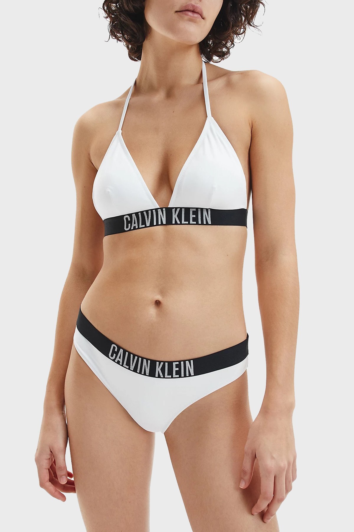 Calvin Klein Logolu Çıkarılabilir Dolgulu Üçgen Bayan Bikini Üstü KW0KW01824 YCD BEYAZ