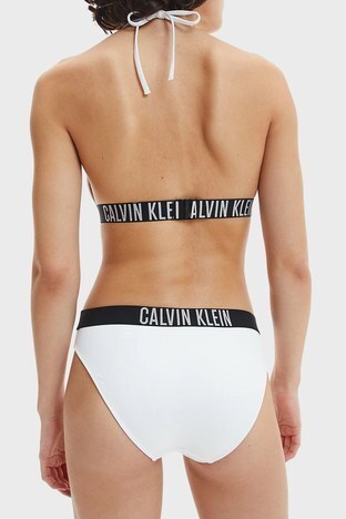 Calvin Klein - Calvin Klein Logolu Çıkarılabilir Dolgulu Üçgen Bayan Bikini Üstü KW0KW01824 YCD BEYAZ (1)