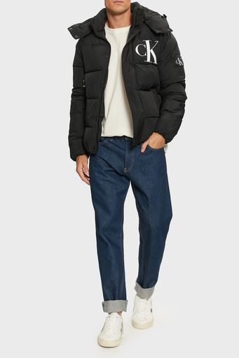 Calvin Klein Logolu Çıkarılabilir Kapüşonlu Şişme J30J326104BEH Erkek Mont J30J326104 BEH SİYAH - 4