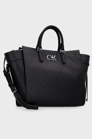 Calvin Klein - Calvin Klein Logolu Çıkarılabilir Uzatma Askılı Bayan Çanta K60K609126 BAX SİYAH (1)