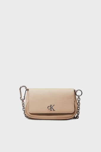 Calvin Klein Logolu Çıkarılabilir Zincir Askılı K60K613049PBF Bayan Çanta K60K613049 PBF BEJ - 1