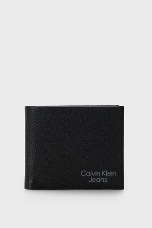 Calvin Klein - Calvin Klein Logolu Deri Erkek Cüzdan K50K508905 BDS SİYAH