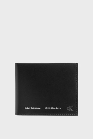 Calvin Klein - Calvin Klein Logolu Deri Erkek Cüzdan K50K508935 BDS SİYAH