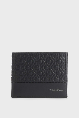 Calvin Klein - Calvin Klein Logolu Deri Erkek Cüzdan K50K509626 01I SİYAH