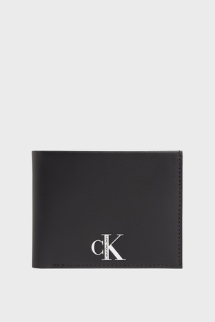 Calvin Klein - Calvin Klein Logolu Deri Erkek Cüzdan K50K509848 BDS SİYAH