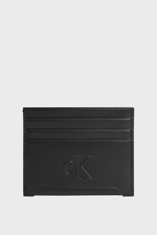 Calvin Klein - Calvin Klein Logolu Deri Erkek Kartlık K50K509506 BDS SİYAH