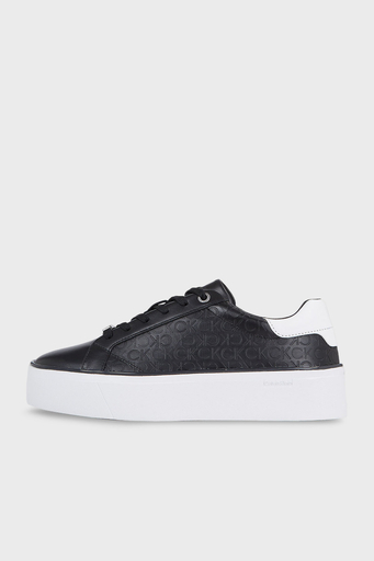 Calvin Klein Logolu Deri Platform Sneaker HW0HW018700GQ Bayan Ayakkabı HW0HW01870 0GQ SİYAH-BEYAZ - 2