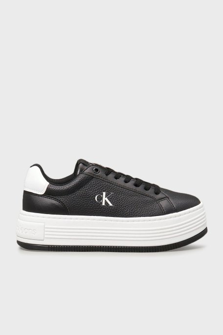 Calvin Klein Logolu Deri Platform Sneaker YW0YW017660GM Bayan Ayakkabı YW0YW01766 0GM SİYAH-BEYAZ - 1