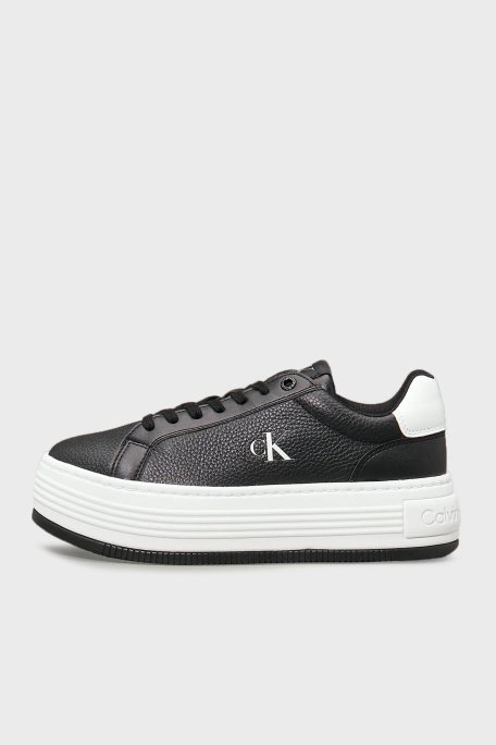 Calvin Klein Logolu Deri Platform Sneaker YW0YW017660GM Bayan Ayakkabı YW0YW01766 0GM SİYAH-BEYAZ - 3