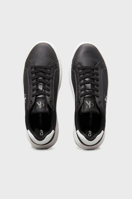 Calvin Klein Logolu Deri Platform Sneaker YW0YW017660GM Bayan Ayakkabı YW0YW01766 0GM SİYAH-BEYAZ - 4