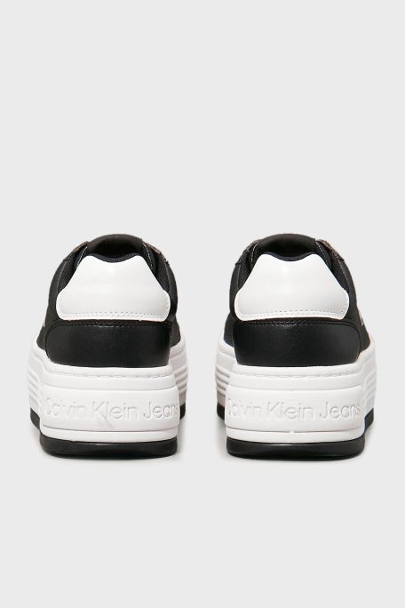 Calvin Klein Logolu Deri Platform Sneaker YW0YW017660GM Bayan Ayakkabı YW0YW01766 0GM SİYAH-BEYAZ - 5