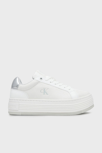 Calvin Klein Logolu Deri Platform Sneaker YW0YW017660LI Bayan Ayakkabı YW0YW01766 0LI BEYAZ-GÜMÜŞ - 1