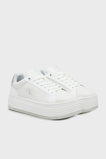 Calvin Klein Logolu Deri Platform Sneaker YW0YW017660LI Bayan Ayakkabı YW0YW01766 0LI BEYAZ-GÜMÜŞ - 2