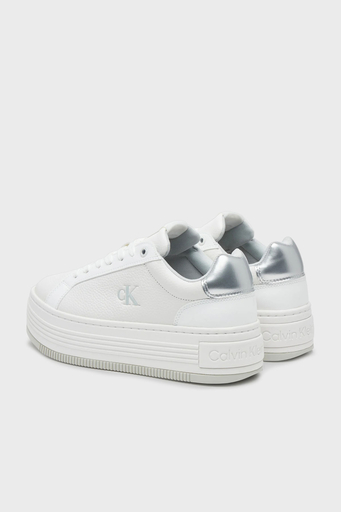 Calvin Klein Logolu Deri Platform Sneaker YW0YW017660LI Bayan Ayakkabı YW0YW01766 0LI BEYAZ-GÜMÜŞ - 3