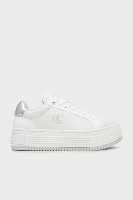 Calvin Klein Logolu Deri Platform Sneaker YW0YW017660LI Bayan Ayakkabı YW0YW01766 0LI BEYAZ-GÜMÜŞ - 1