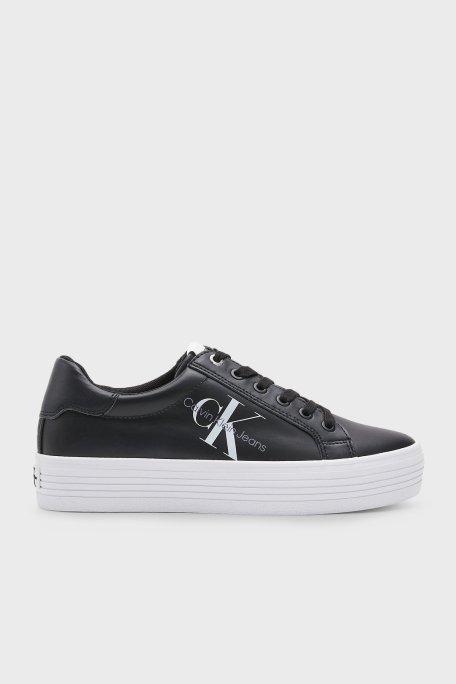 Calvin Klein Logolu Deri Sneaker Bayan Ayakkabı YW0YW00847 BDS SİYAH - 1