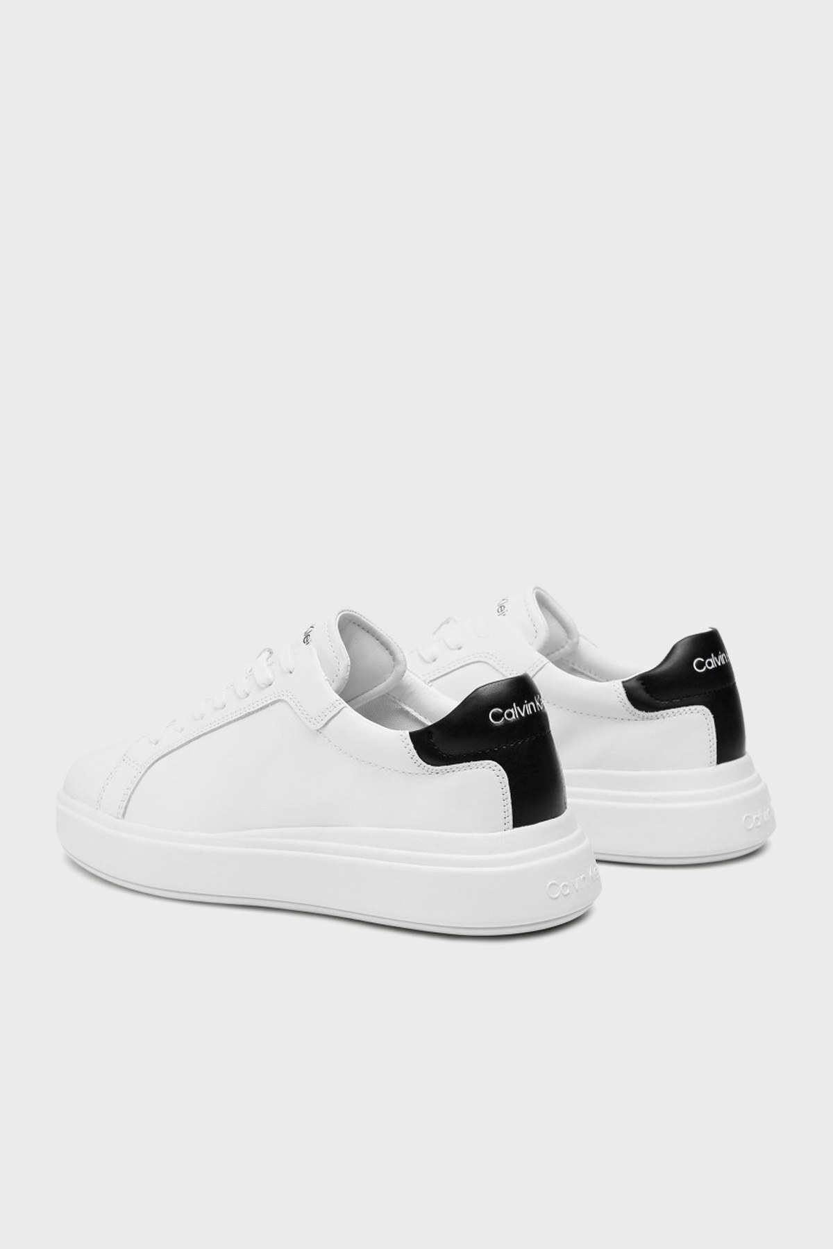 Calvin Klein Logolu Deri Sneaker Erkek Ayakkabı HM0HM00292 0K6 BEYAZ