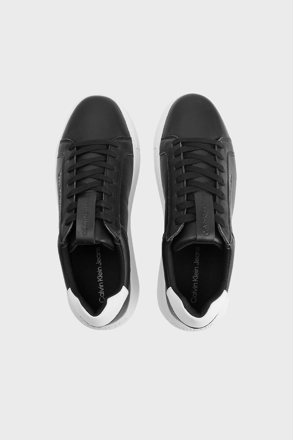 Calvin Klein Logolu Deri Sneaker Erkek Ayakkabı YM0YM00330 BDS SİYAH