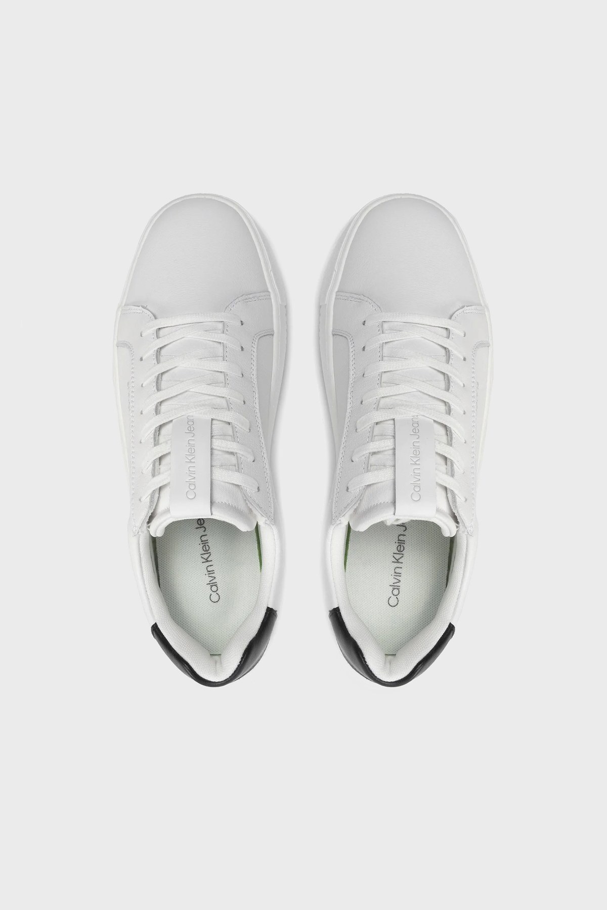 Calvin Klein Logolu Deri Sneaker Erkek Ayakkabı YM0YM00330 YAF BEYAZ