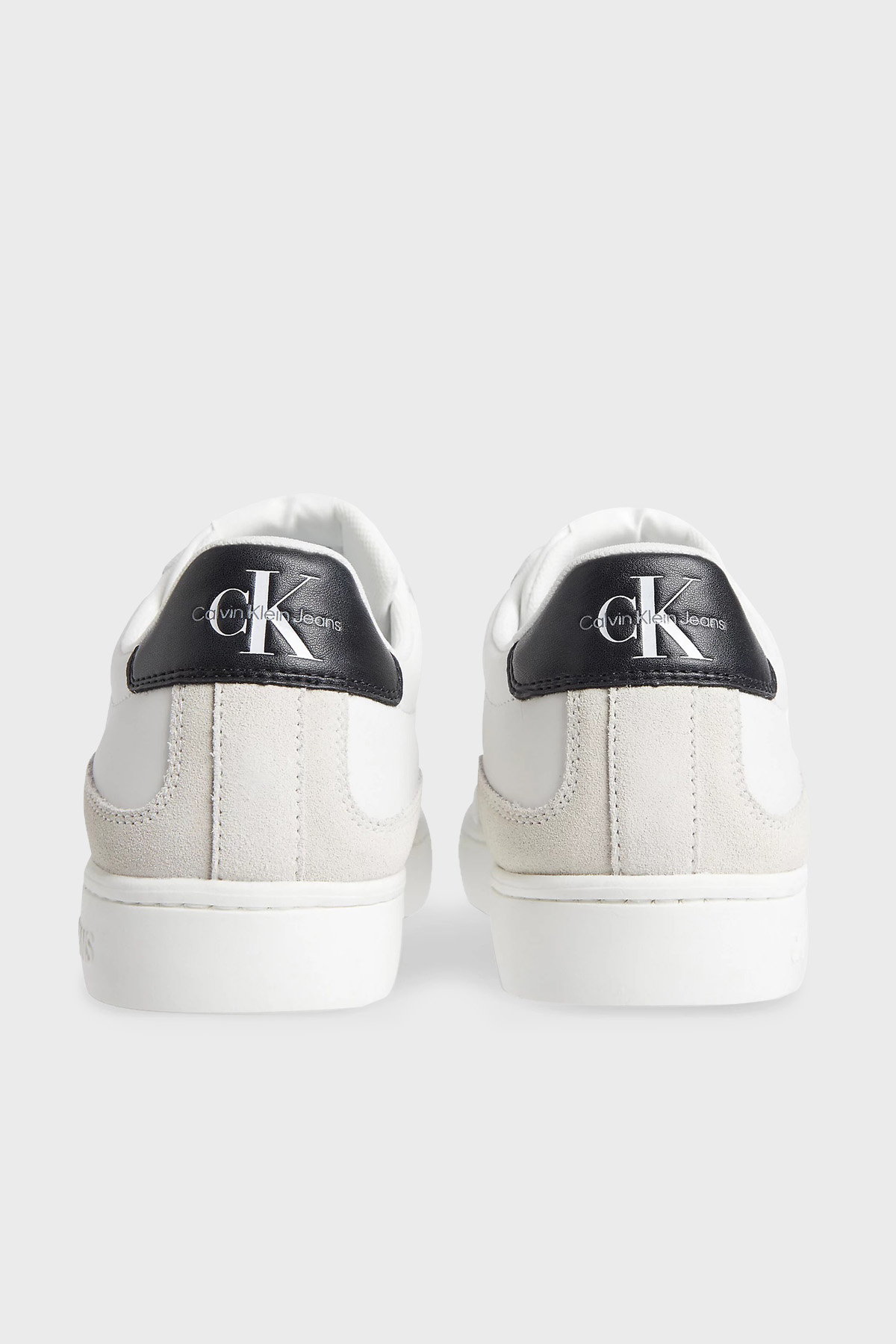 Calvin Klein Logolu Deri Sneaker Erkek Ayakkabı YM0YM00432 0K4 BEYAZ-SİYAH