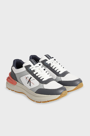 Calvin Klein - Calvin Klein Logolu Deri Sneaker Erkek Ayakkabı YM0YM00521 0I0 GRİ (1)