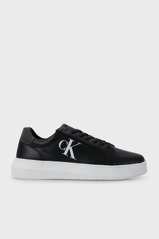 Calvin Klein - Calvin Klein Logolu Deri Sneaker Erkek Ayakkabı YM0YM00536 00T SİYAH