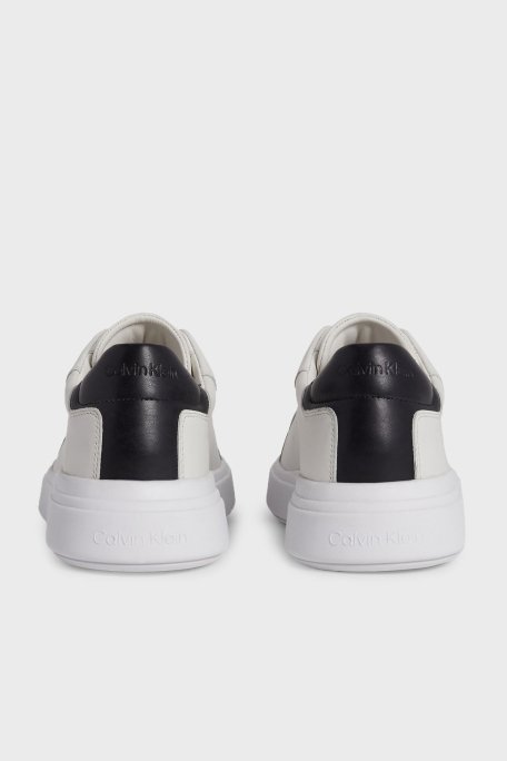 Calvin Klein Logolu Deri Sneaker HM0HM010160K9 Erkek Ayakkabı HM0HM01016 0K9 BEYAZ-SİYAH - 3