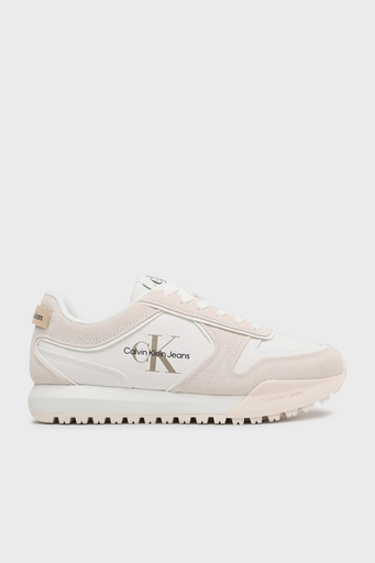 Calvin Klein Logolu Deri Sneaker YM0YM006240LA Erkek Ayakkabı YM0YM00624 0LA BEYAZ - 1